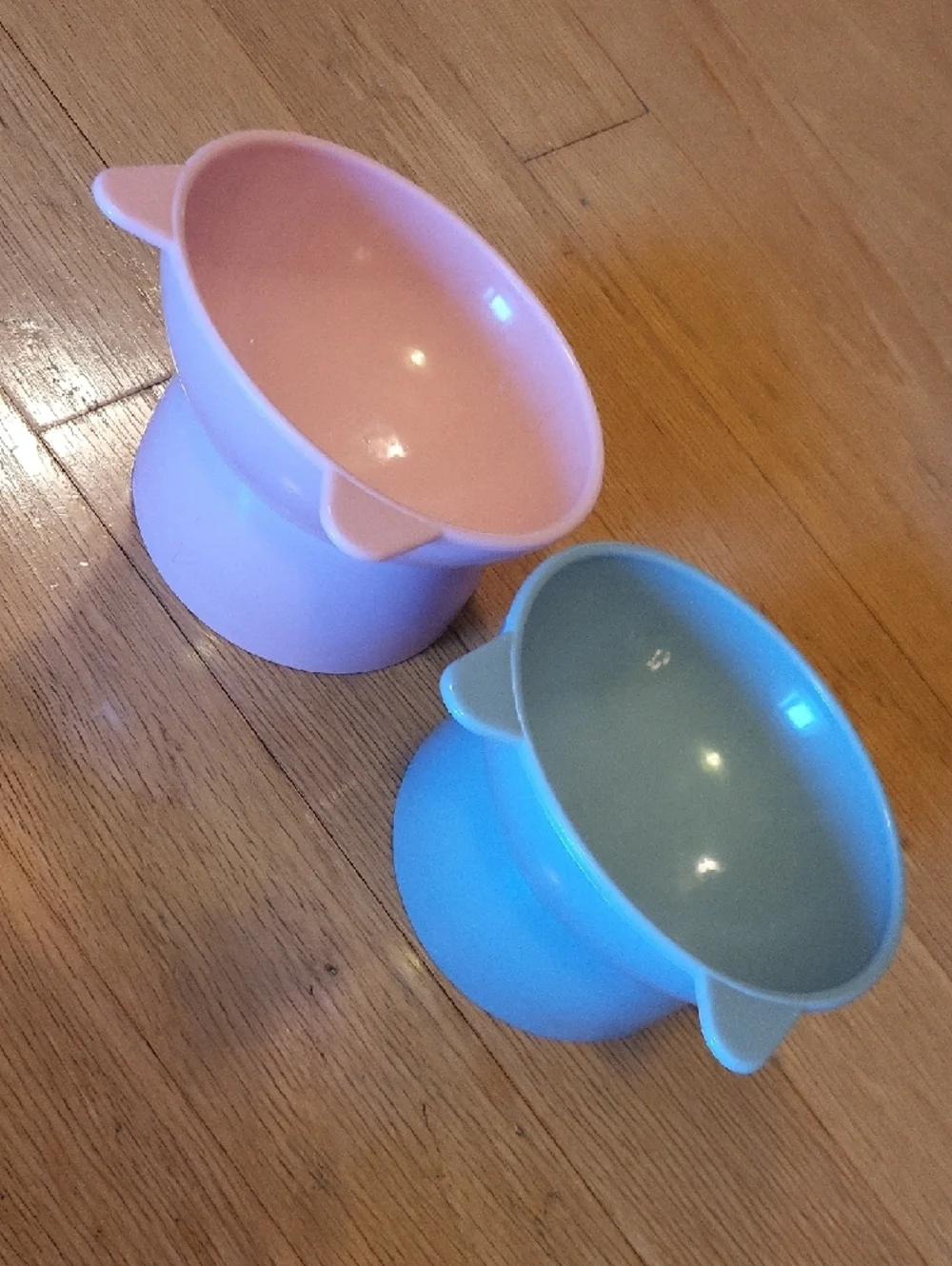 Source Unknown Blue and Pink Cat Ear Bowls - Set of 2